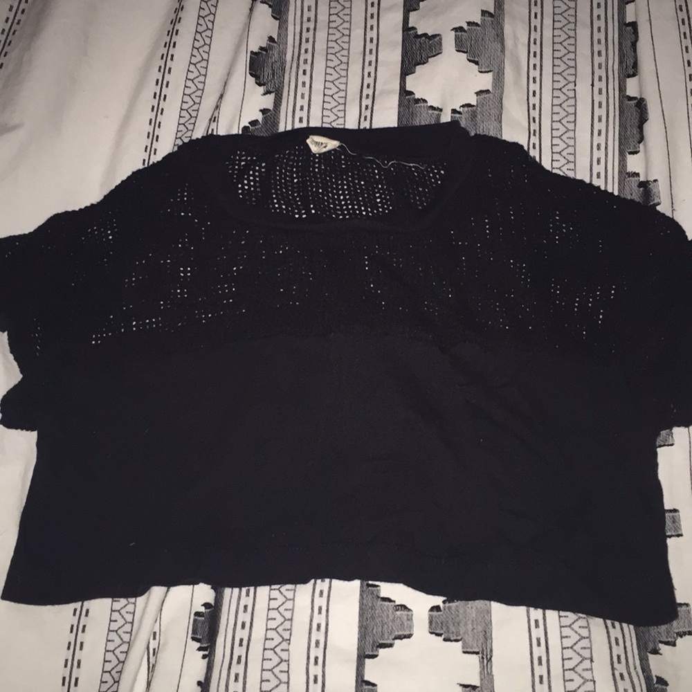 American apparel black mesh crop top